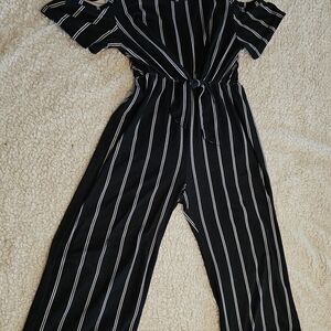 Chic Black and White Striped Bodysuit